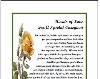 Caregiver Thank You Poem Print Gift,  Home Health Aide Appreciation Present (Digital Download)