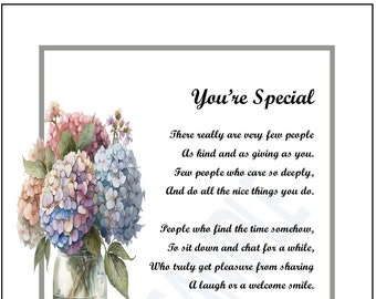 Friendship Poem Print Verse, Gift Present For Neighbor Caregiver Co-Worker - Friend 30th 40th 50th Birthday Present, Thank You for Neighbor,