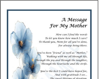 Poema de cumpleaños digital para mamá, poema impreso para el Día de la Madre, regalo para mamá, poema de cumpleaños número 60, 65, 70, 75, 80 y 90.