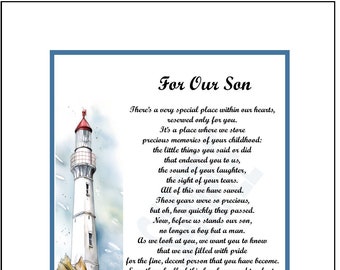 Poem For Our Son, DIGITAL DOWNLOAD,  Son Graduation Gift Present , Son's  Birthday Gift, Son's 18th 21st 30th 40th Birthday Gift Present,