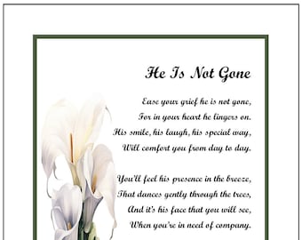 Husband Memorial Poem, Loss of a Father Husband Son Grandfather-UNFRAMED DIGITAL DOWNLOAD, Son Boyfriend Brother Memorial Poem Verse Print,