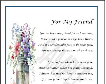 Langjähriger Freund Gedicht vorhanden, langjähriger Freund Druck, langjähriger Freund Digital Download, bester Freund Gedicht, bester Freund 30. Geburtstag Gedicht Geschenk