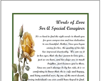 Caregiver Home Health Aide Poem Print Gift,  Thank-You Appreciation Present, Mothers Caregiver Poem (Digital Download)