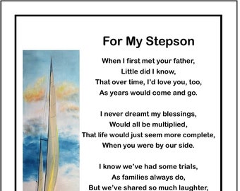 Poem For My Stepson,  DIGITAL DOWNLOAD, Stepson Poem, Stepson Gift, Stepson Present, Stepson Verse, Gift For A Stepchild, Stepson Saying,