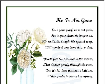 Father Or Husband Memorial Poem- DIGITAL DOWNLOAD, -Loss of a Father Son Husband Boyfriend, Memorial Remembrance Sympathy Poem Print Gift,