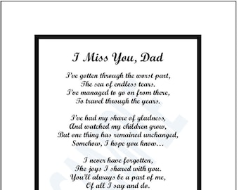 I Miss My Dad Poem Loss Of Father Digital Download I Miss You Dad I Miss My - Etsy