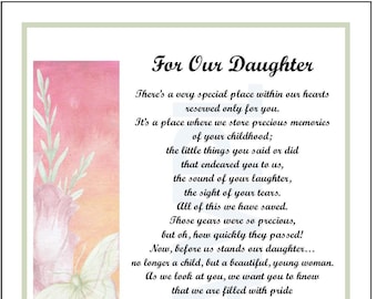 For Our Daughter DIGITAL DOWNLOAD Daughter Poem Gift Present - Etsy UK