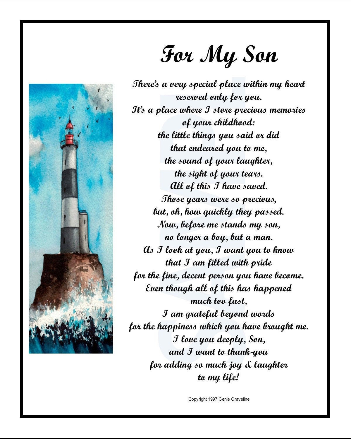 Buy For My Son INSTANT DIGITAL DOWNLOAD Son Poemson Graduation ...