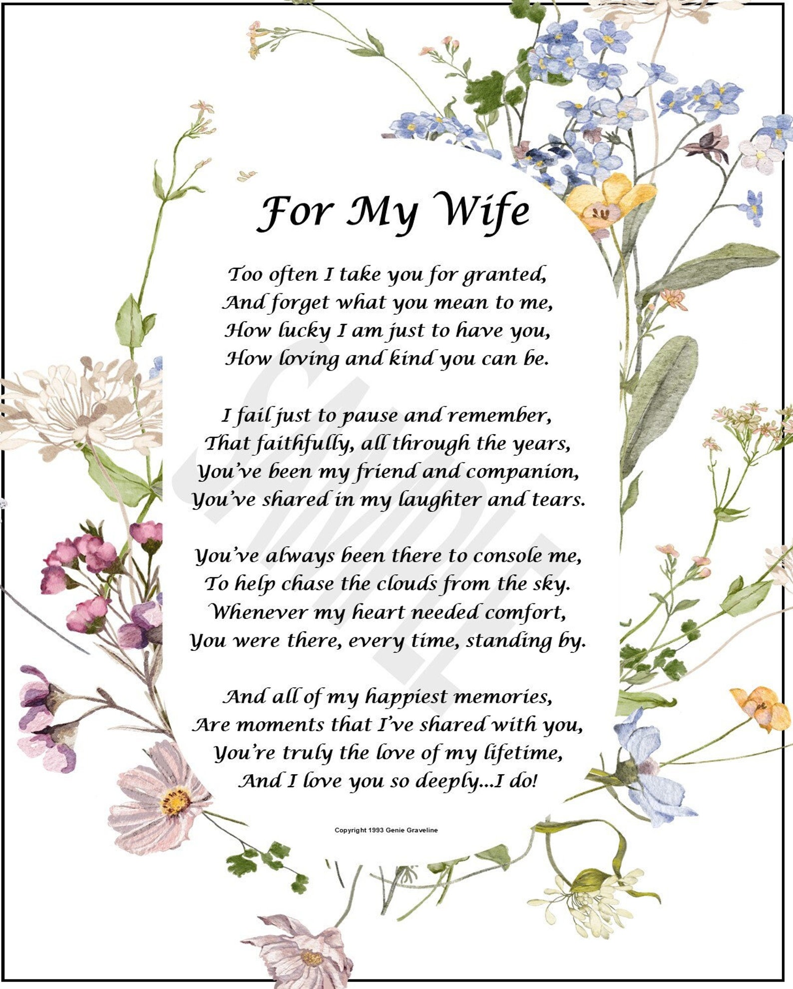 Love Poem for Wife, DIGITAL DOWNLOAD, Wife Print, Apology to Wife, Wife