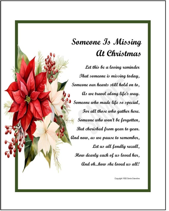 Weihnachtsgedchtnisgedicht, Verlust des geliebten Menschen,  Erinnerungsgeschenk (Digitaler Download)" - Etsy sterreich