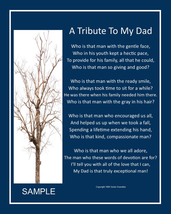 A Tribute To My Dad DIGITAL DOWNLOAD Unframed Dad Poem Dad Etsy