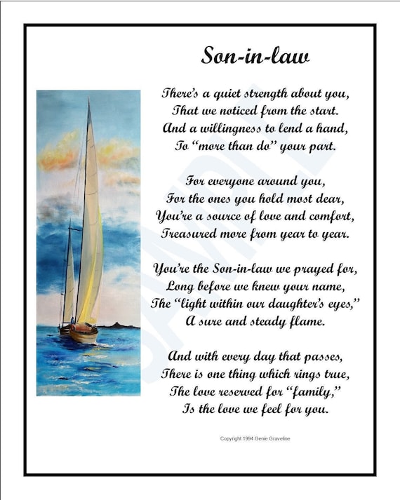 Son in Law Poem DIGITAL DOWNLOAD Son in Law's Birthday Etsy
