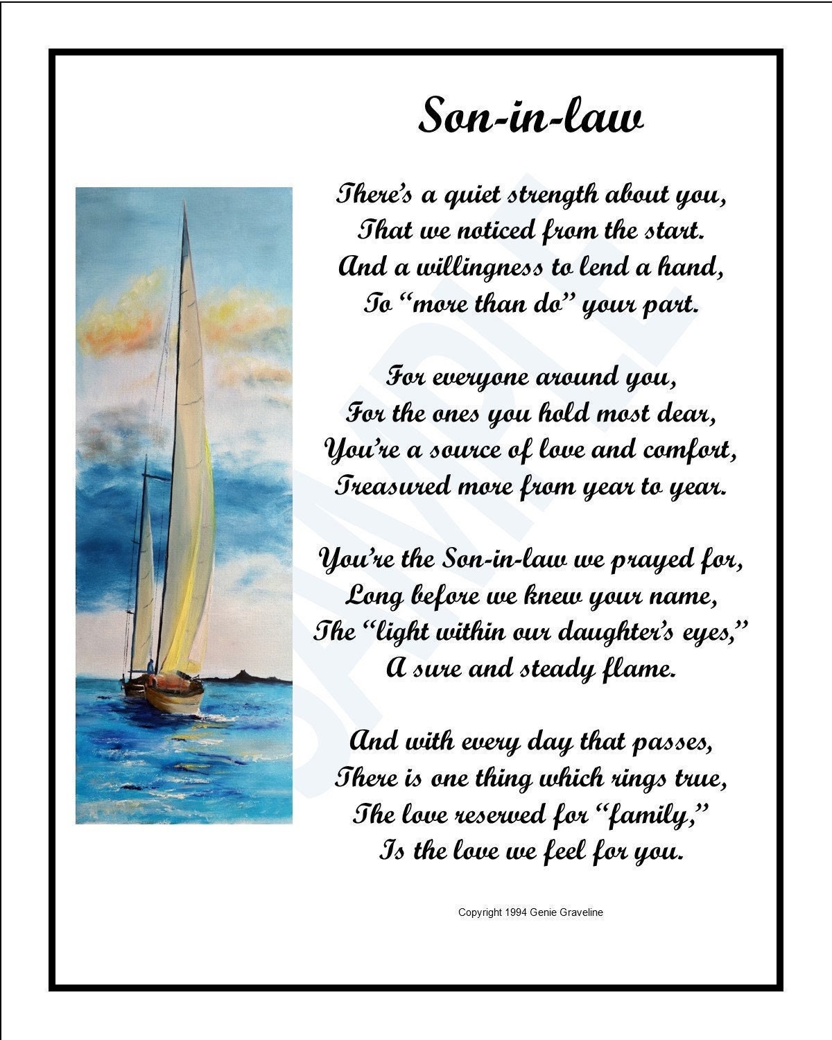 Son in Law Poem,  DIGITAL DOWNLOAD, Son in law's Birthday, Son in Law Gift, Son in Law Present, Son in Law Appreciation, Son in Law