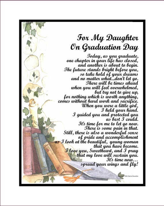 Daughter Graduation Poem-DIGITAL DOWNLOAD- Daughters Graduation from High School Gift Present -Daughter Graduate-Graduation Poem Gift Print,