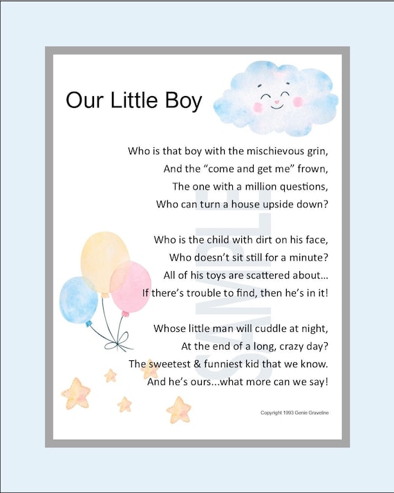 Little Boy Poem DIGITAL DOWNLOAD Baby Poem Baby Gift Baby Etsy