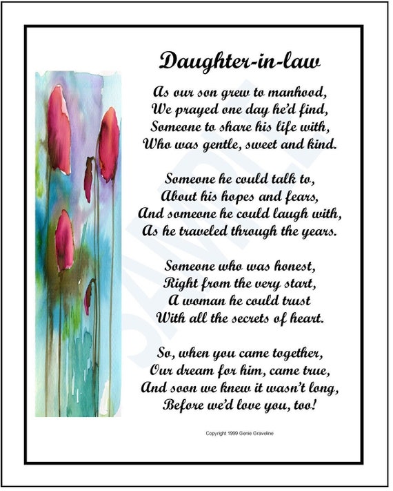 Our Daughter In Law T Daughter In Law Poem Daughter In Daughter In 