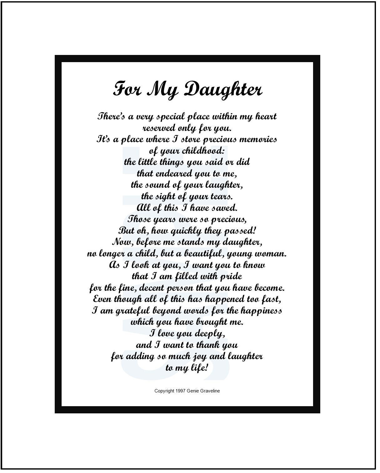 Poem for My Daughter, DIGITAL DOWNLOAD, Daughter Verse Print Graduation