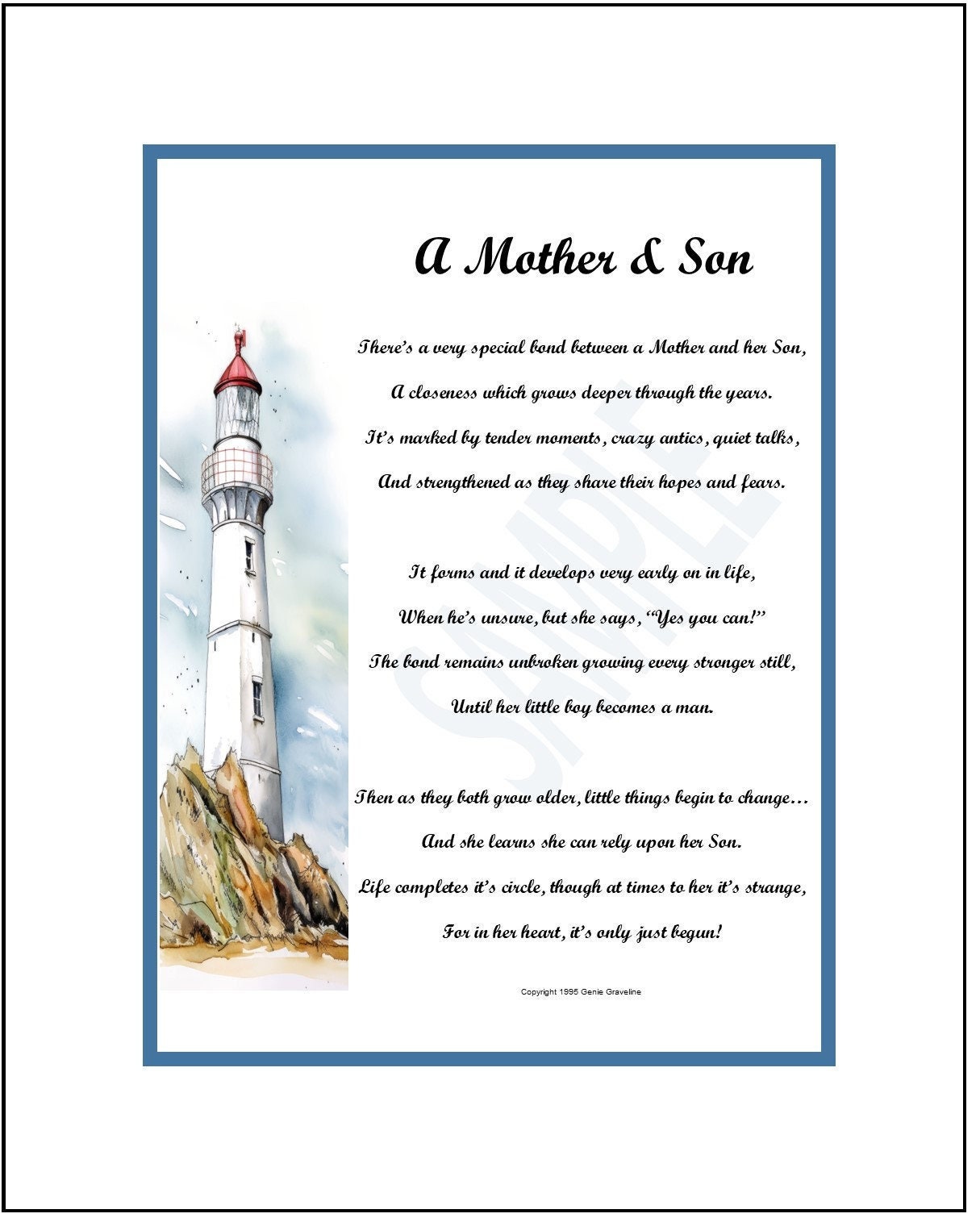 Mother Son Poem, DIGITAL DOWNLOAD, Mother Son Print Christmas Gift ...