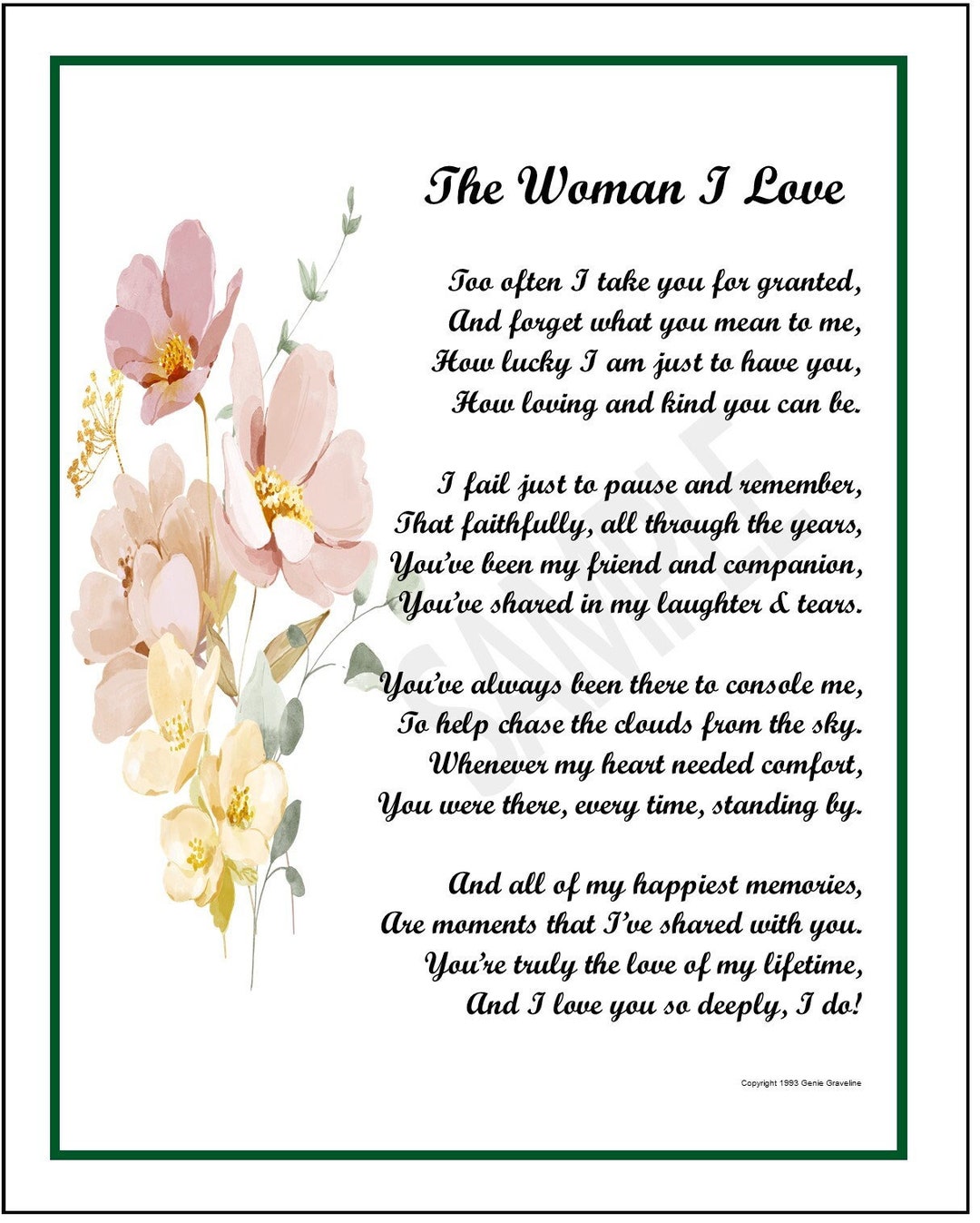 Girlfriend Wife Poem Print Gift Present, DIGITAL DOWNLOAD- Wife ...