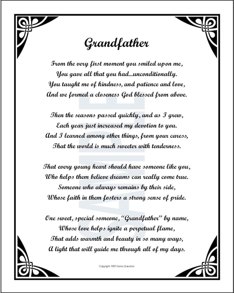 Gedicht für meinen Großvater, DIGITAL DOWNLOAD, alles Gute zum