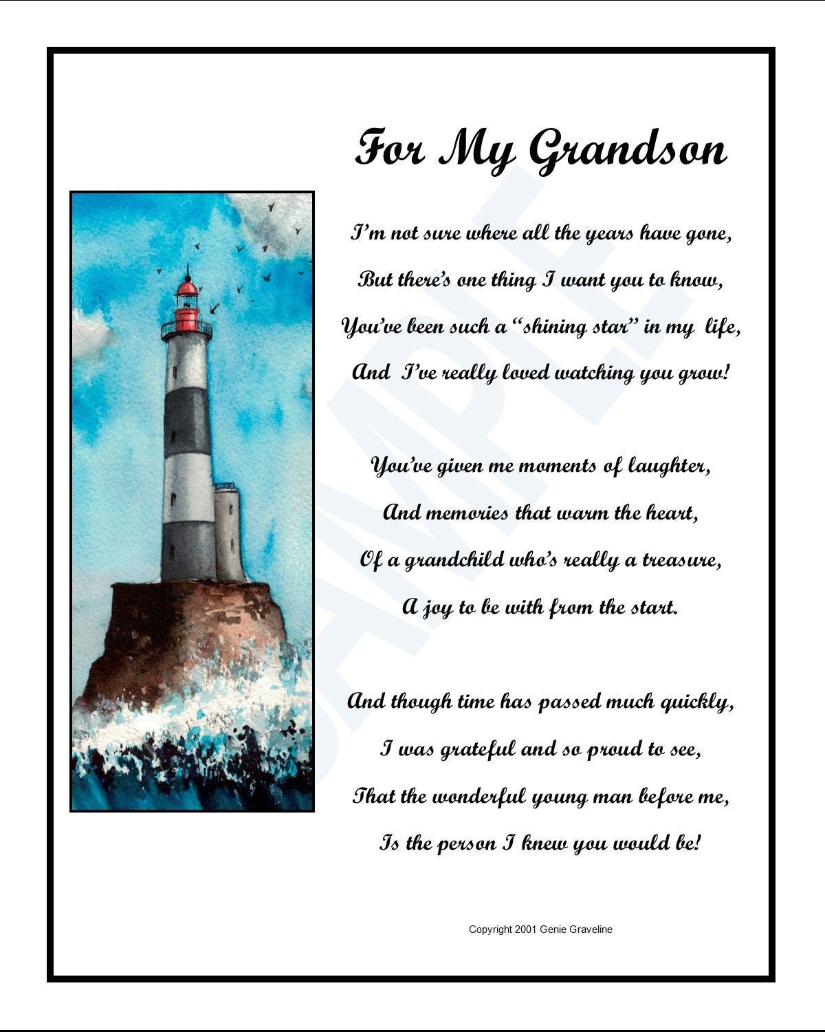For My Grandson Grandson Poem-from One Grandparent INSTANT DIGITAL ...