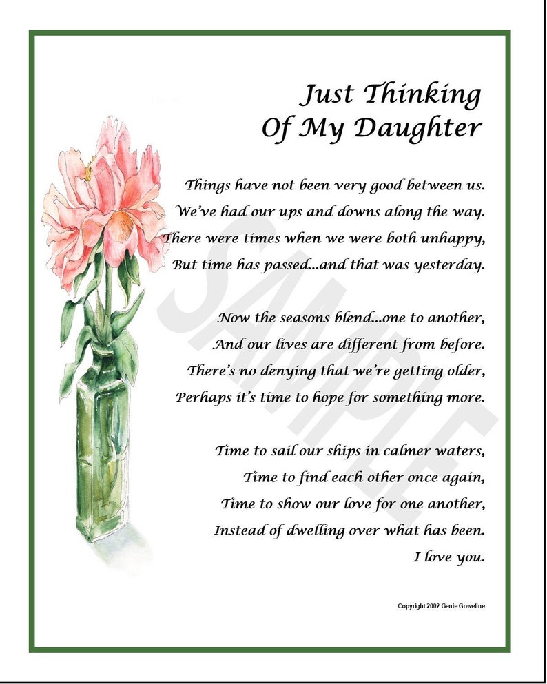 Es Tut Mir Leid Gedicht Entschuldigung bei der Tochter, es tut mir leid, DIGITALER DOWNLOAD