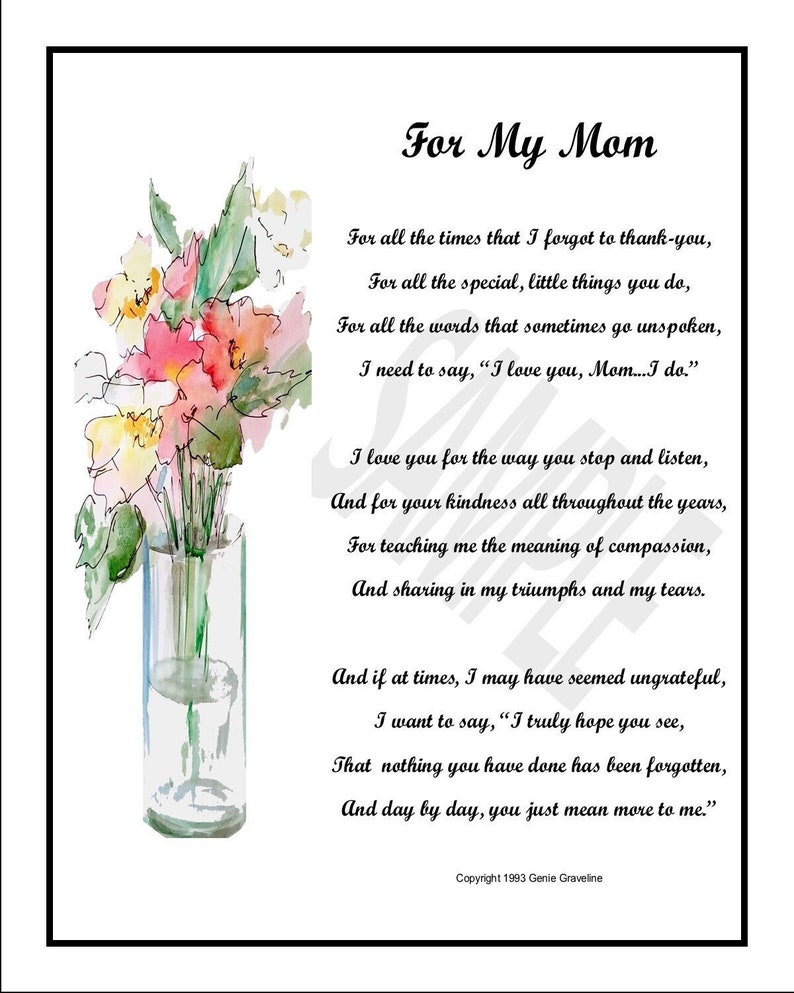 Mom Poems, DIGITAL DOWNLOAD, Mom Prints, Mom's Birthday, Best Mom Poems ...