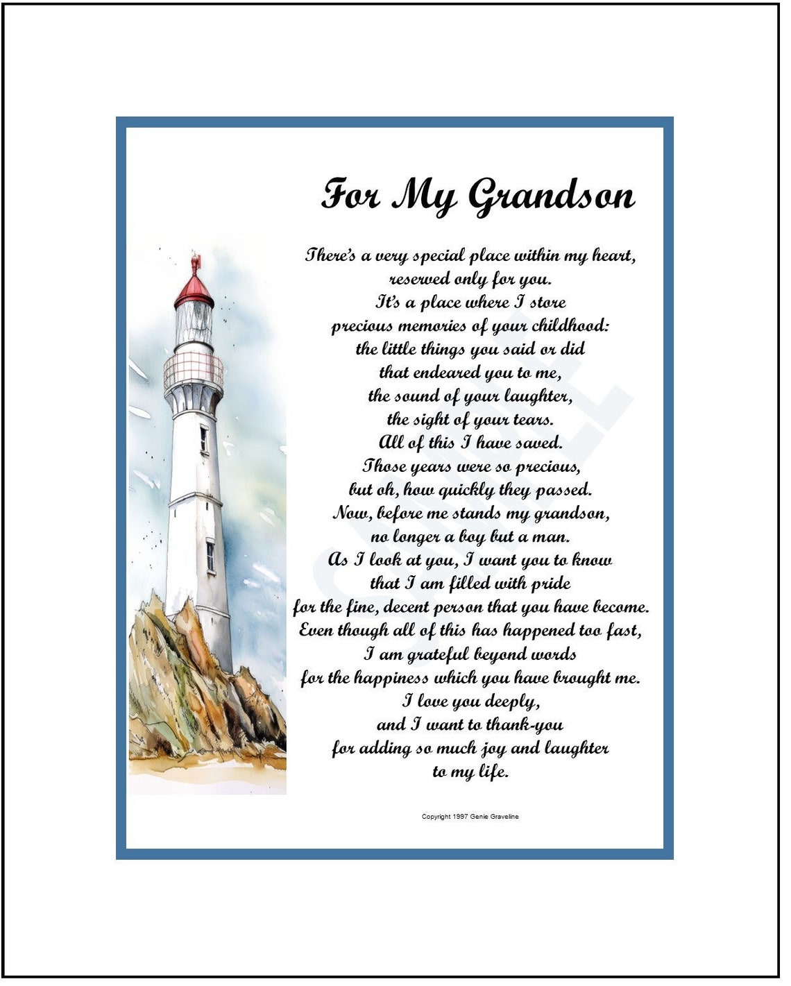 Grandson Poem DIGITAL DOWNLOAD Grandson's Graduation - Etsy