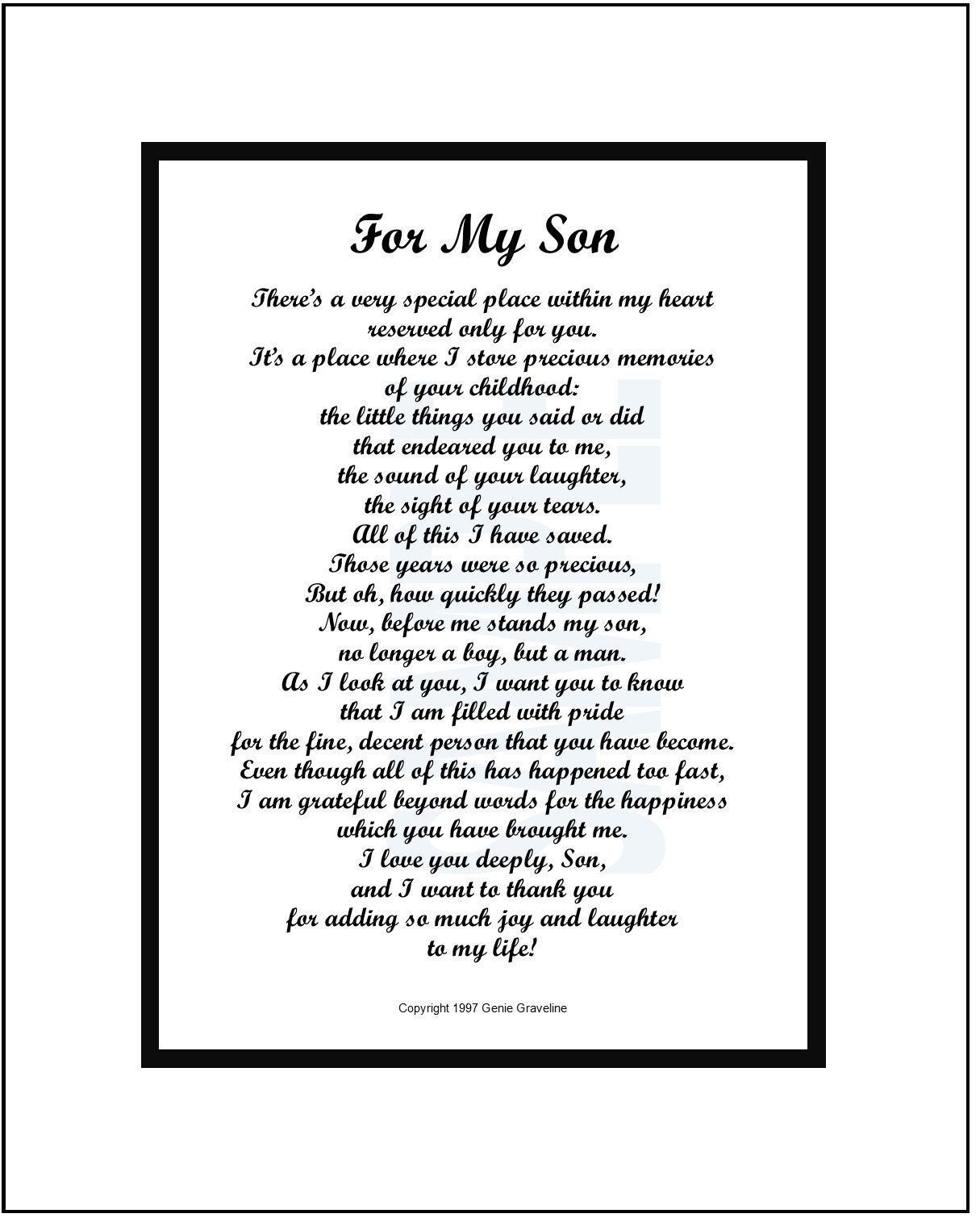 Poem for My Son DIGITAL DOWNLOAD Son Verse Print Saying - Etsy New Zealand