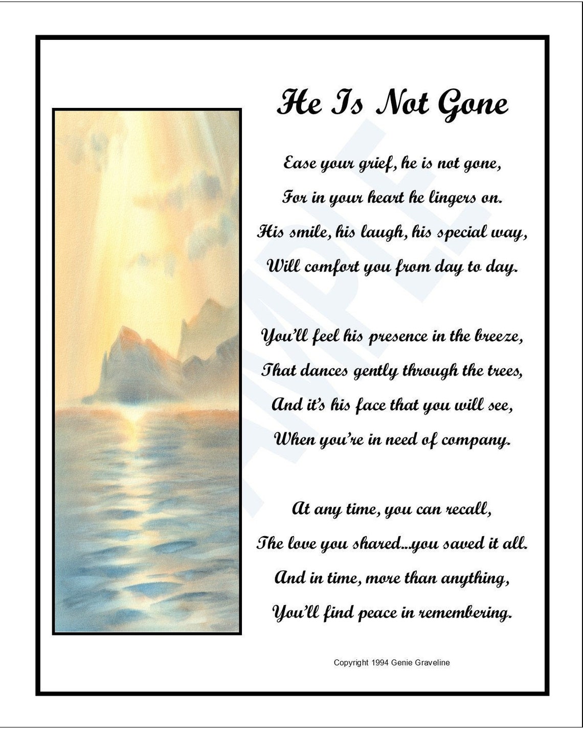 He Is Not Gone Genie GravelineBereavement Poem Sympathy Etsy