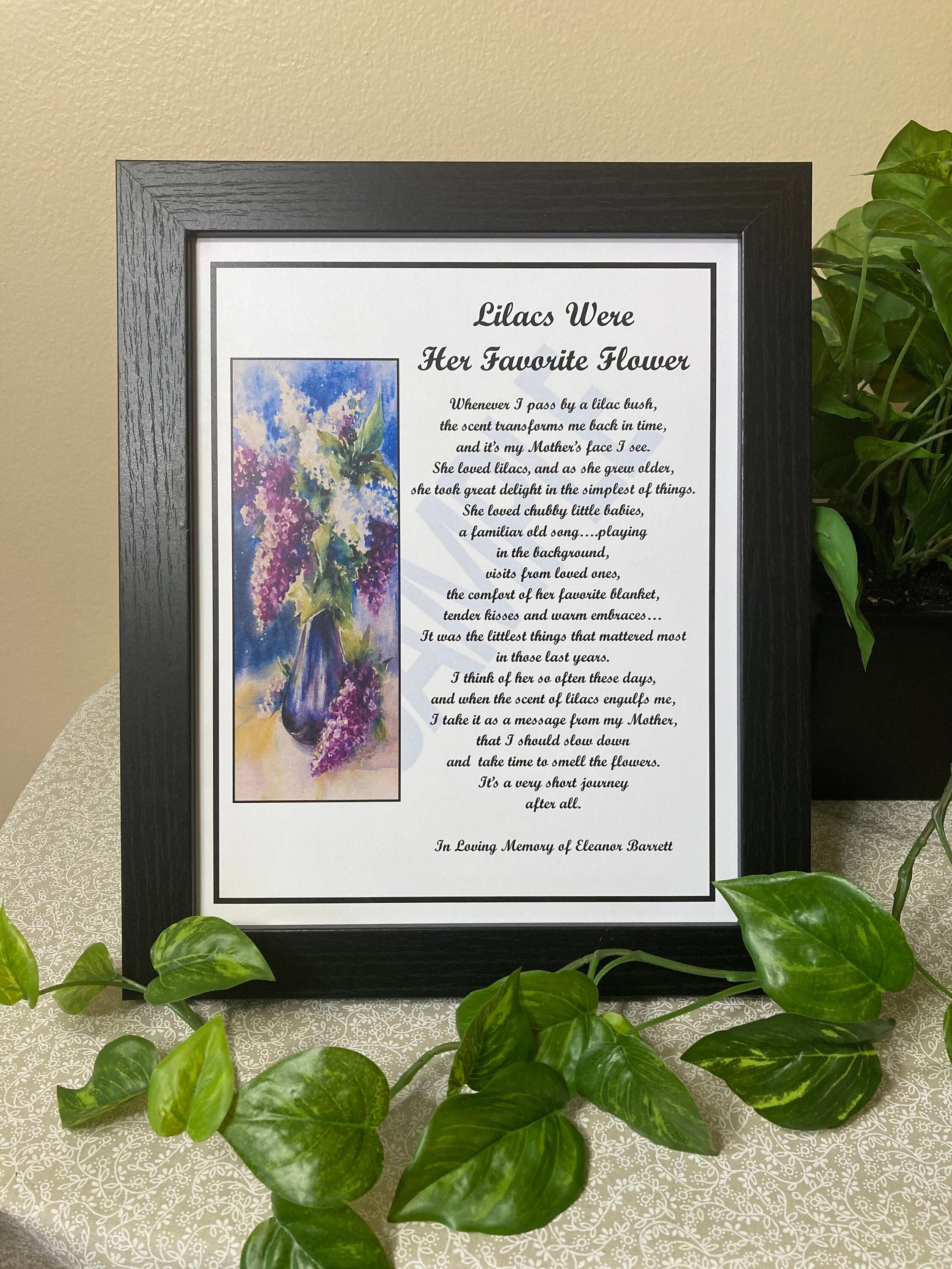 Lilacs Were Her Favorite FlowerWE PERSONALIZEDigital Poem Etsy