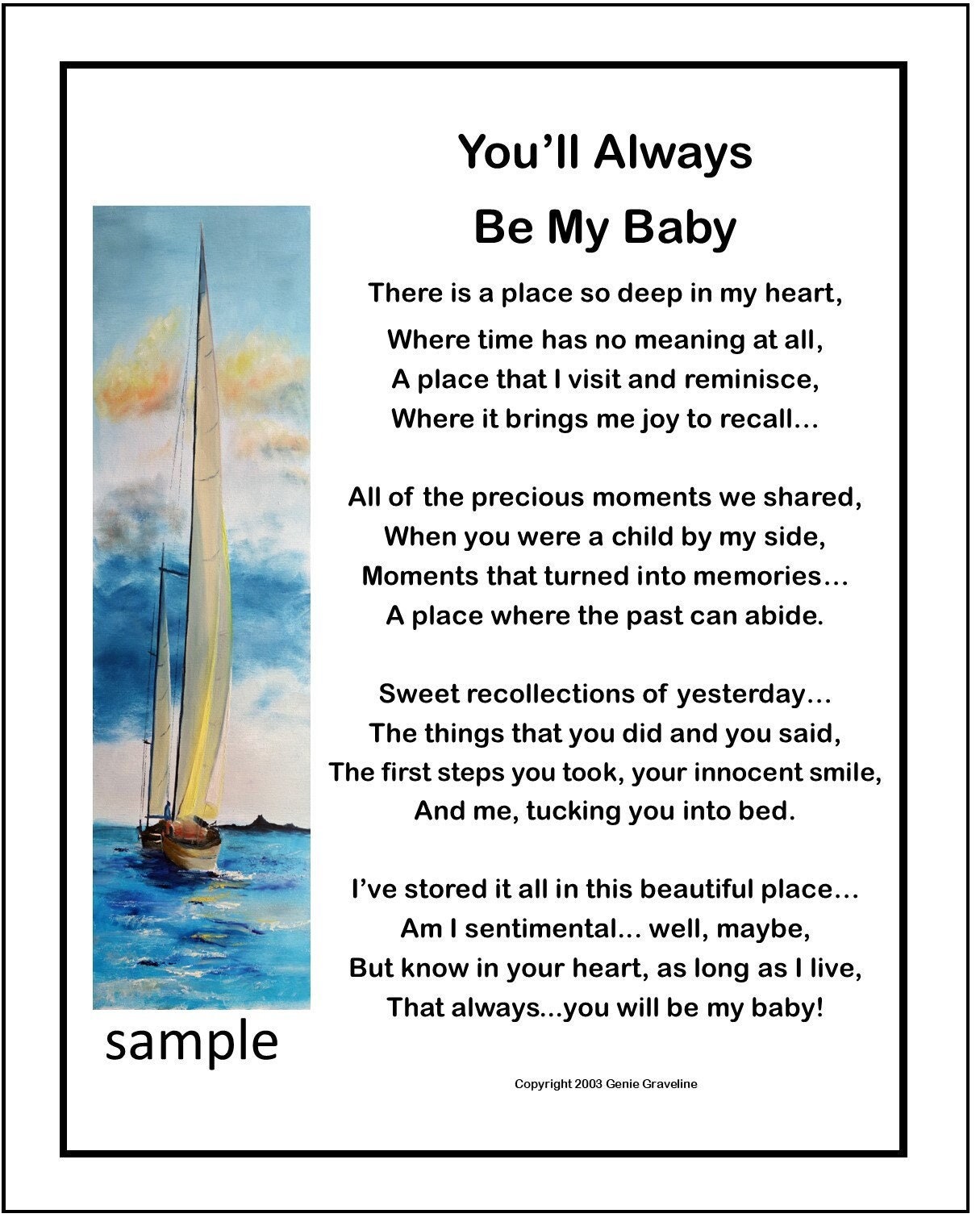 You'll Always Be My Baby, DIGITAL DOWNLOAD, Gift for Son, Gift for