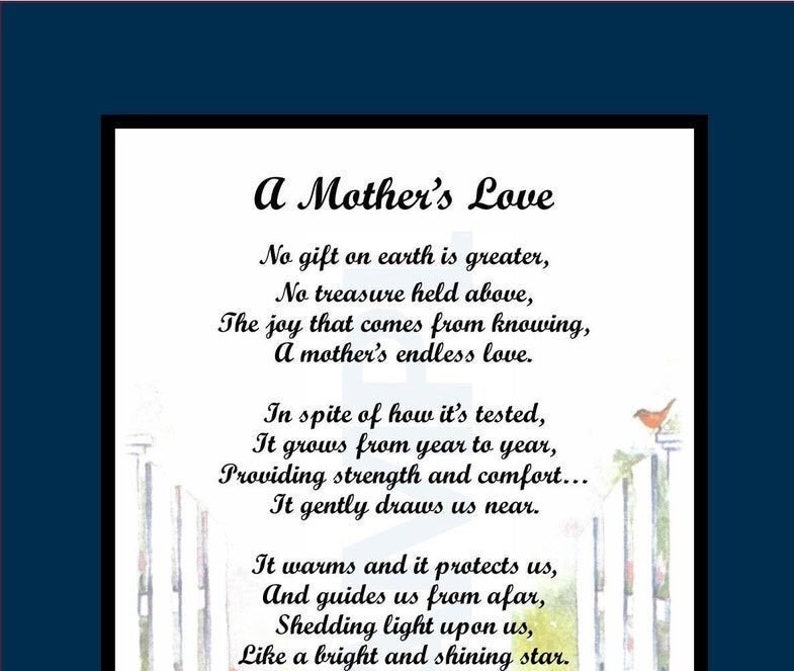 Poem About A Mother's Love UNFRAMED DIGITAL DOWNLOAD - Etsy