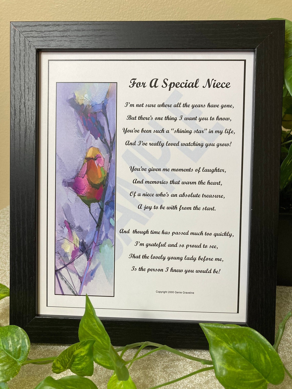 For A Special Niece Niece Poem Niece giftNieces Birthday Etsy