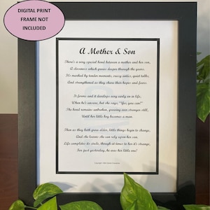 Mother Son Poem, DIGITAL DOWNLOAD, Mother Son Verse, Mother Son Print Saying,  Mother&#39;s 60th 65th 70th 75th 80th Birthday, Mother Son Bond,