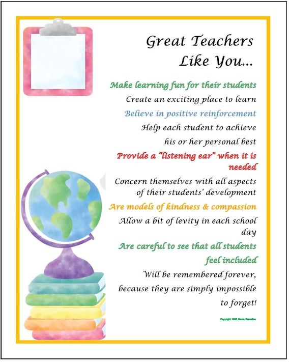 Best Teacher Poem, DIGITAL DOWNLOAD, Teacher Thank You Poem, New Teacher  Print Gift, Teacher Graduation, Teacher Appreciation Poem Present, - Etsy  Norway