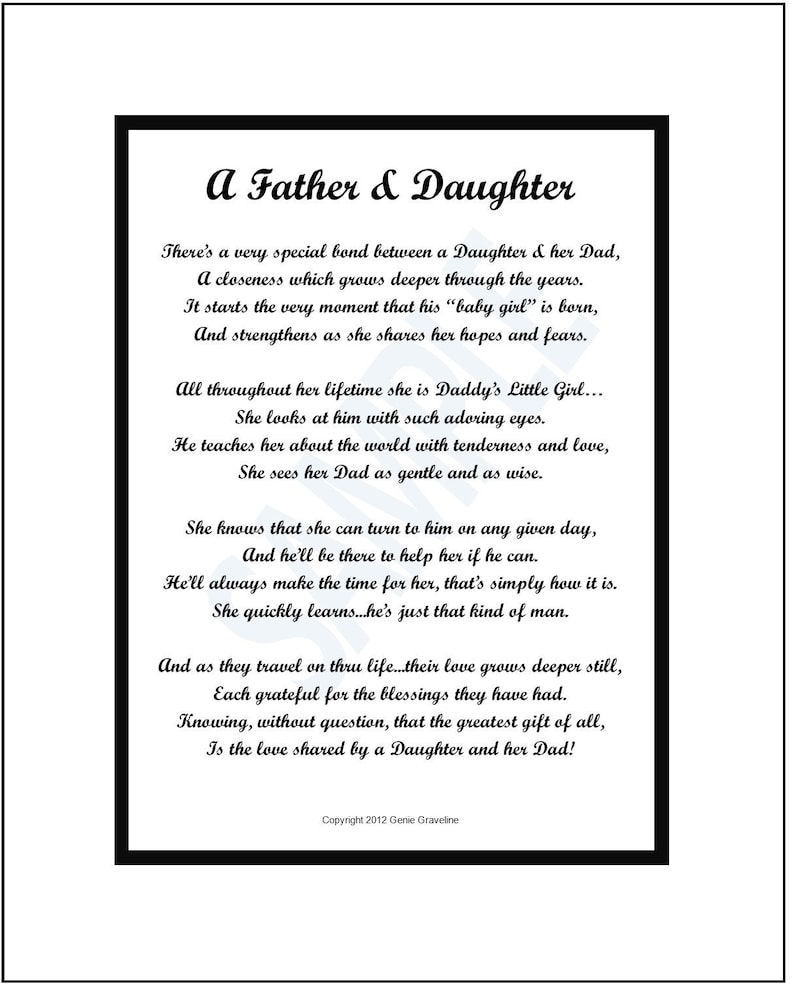 To Dad From Daughter Poem, DIGITAL DOWNLOAD, Poem for Father's Day ...