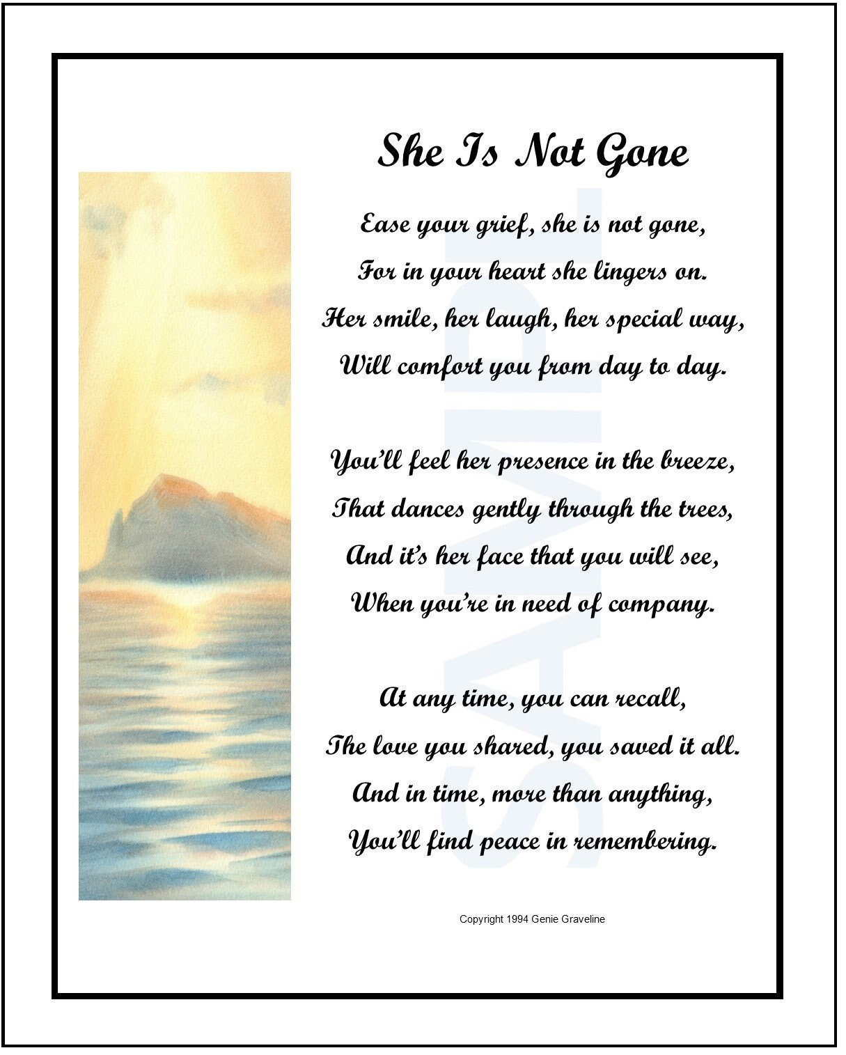 Mother Memorial Poem, DIGITAL DOWNLOAD, Loss of a Mother, Loss of a