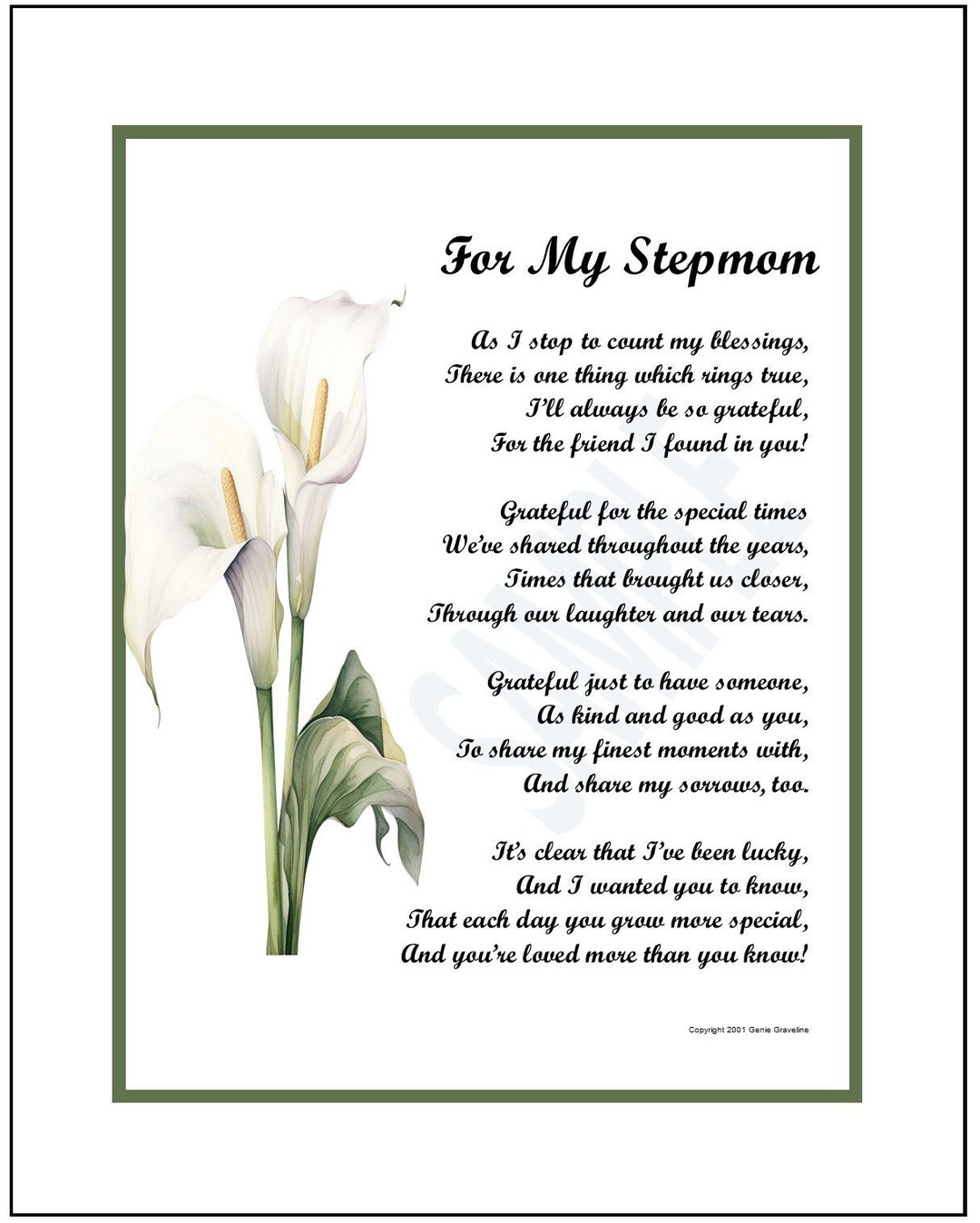 Stepmom Stepmother Poem Print Verse, DIGITAL DOWNLOAD, Stepmom ...