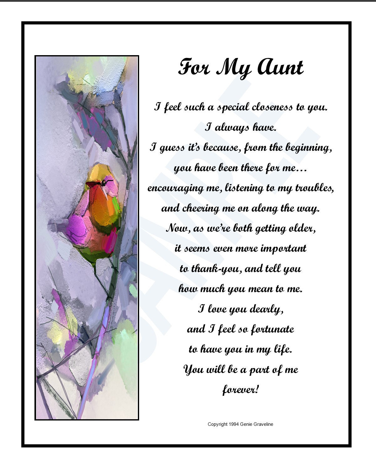 For My Aunt Instant Download Aunt Poem Aunt T Aunt Etsy