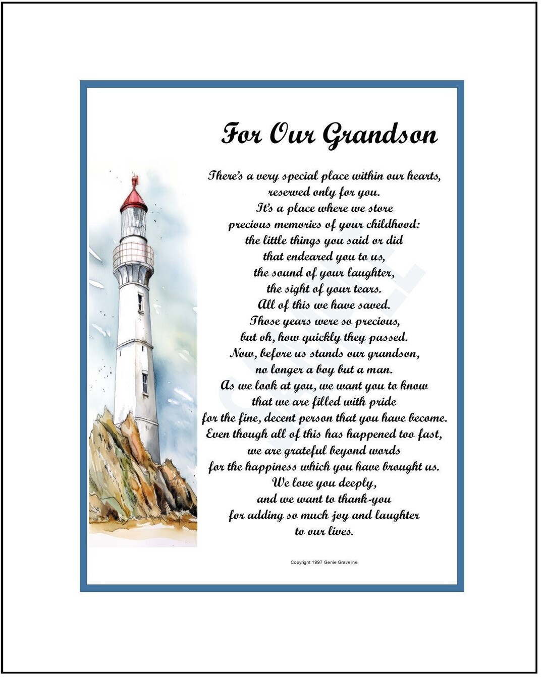 Poem for Our Grandson, DIGITAL DOWNLOAD, Grandson Poem, Grandson