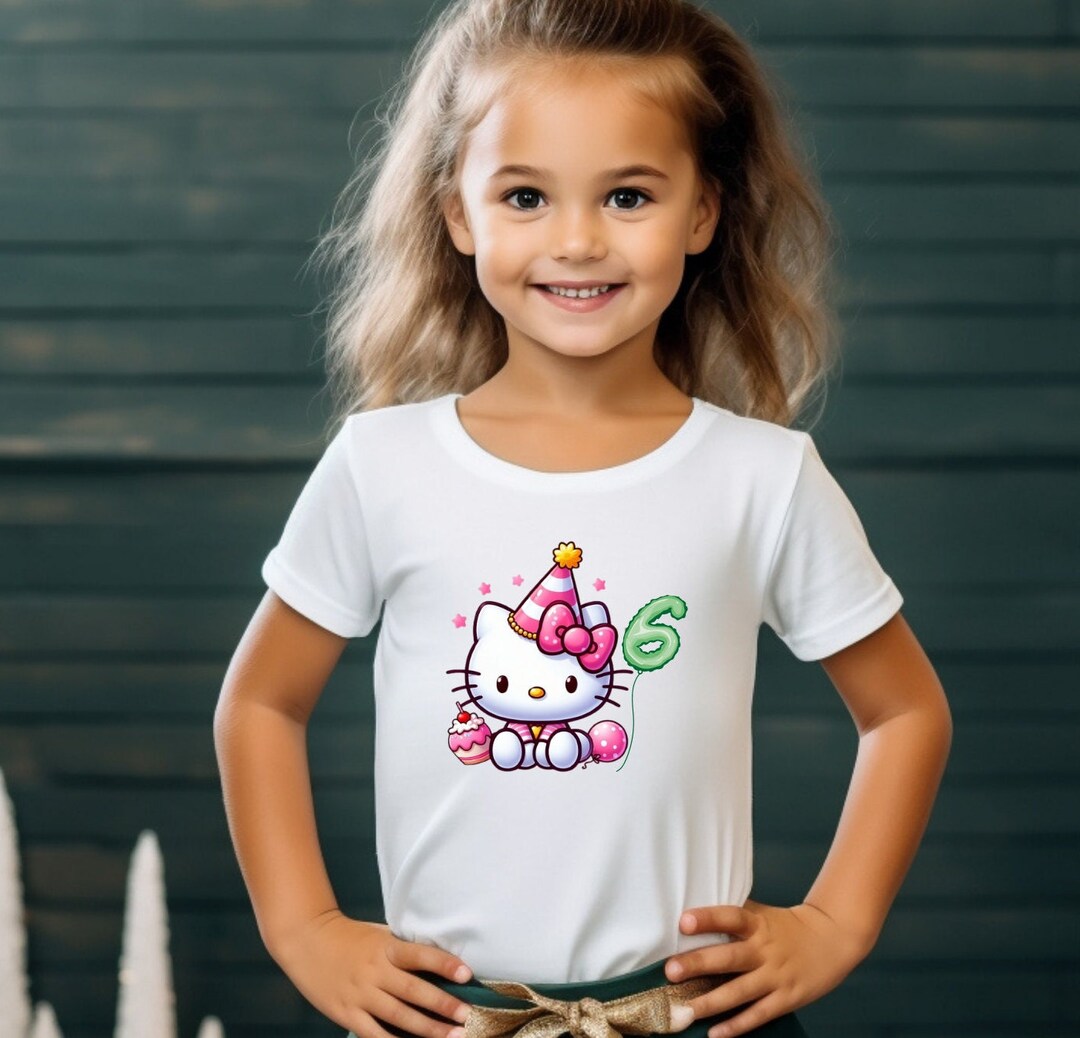 Hello Cat Birthday Shirt, Custom Kitty Shirt, Birthday Girl Party Shirt