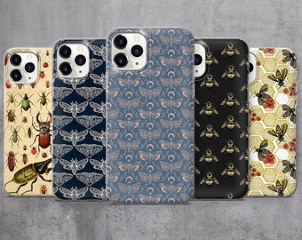 Insect Pattern Phone Case, Bug, Bee, Moth Design