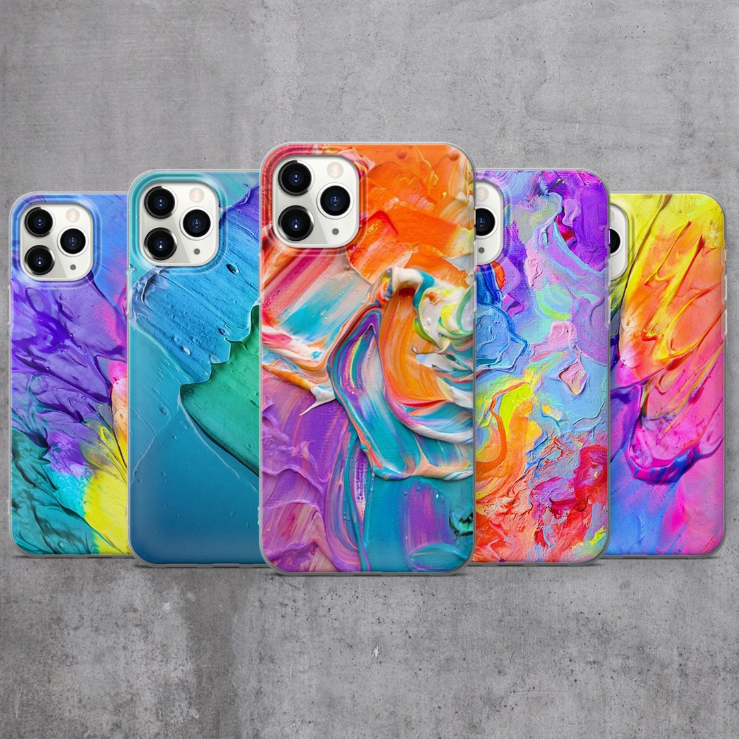 Acrylic Paint Bright Color Phone Case for iPhone 16 Pro, 15, 14, 13, 12
