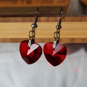 Red Glass Heart Earrings