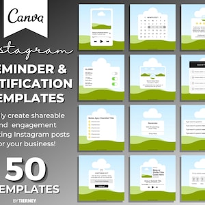 50 Instagram Notification Post Template Bundle for Canva | Social Media Engagement Boosters | Alerts, Reminders, iPhone Marketing Templates