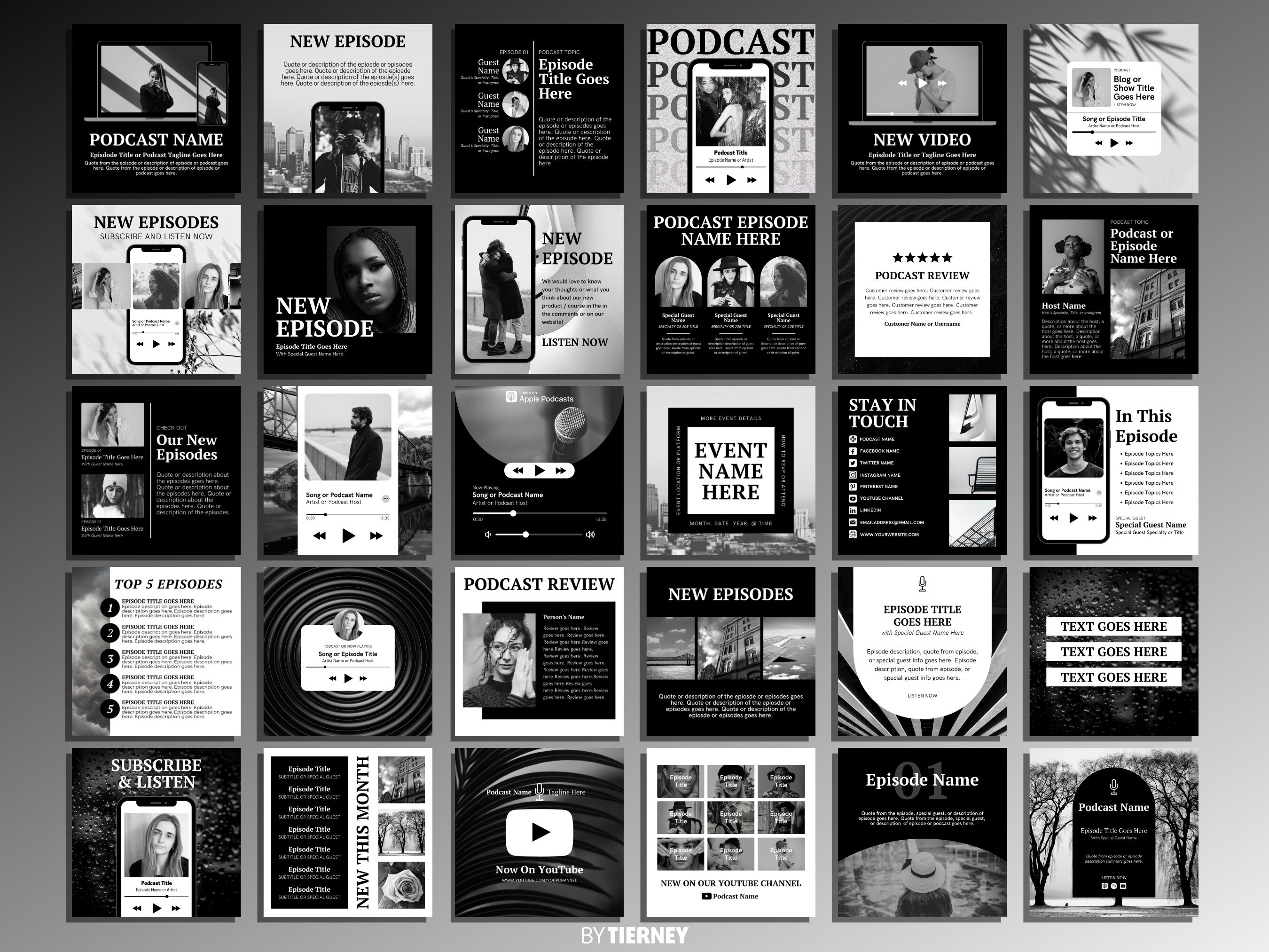 50 Black & White Instagram Post Templates for Canva | IG Template ...