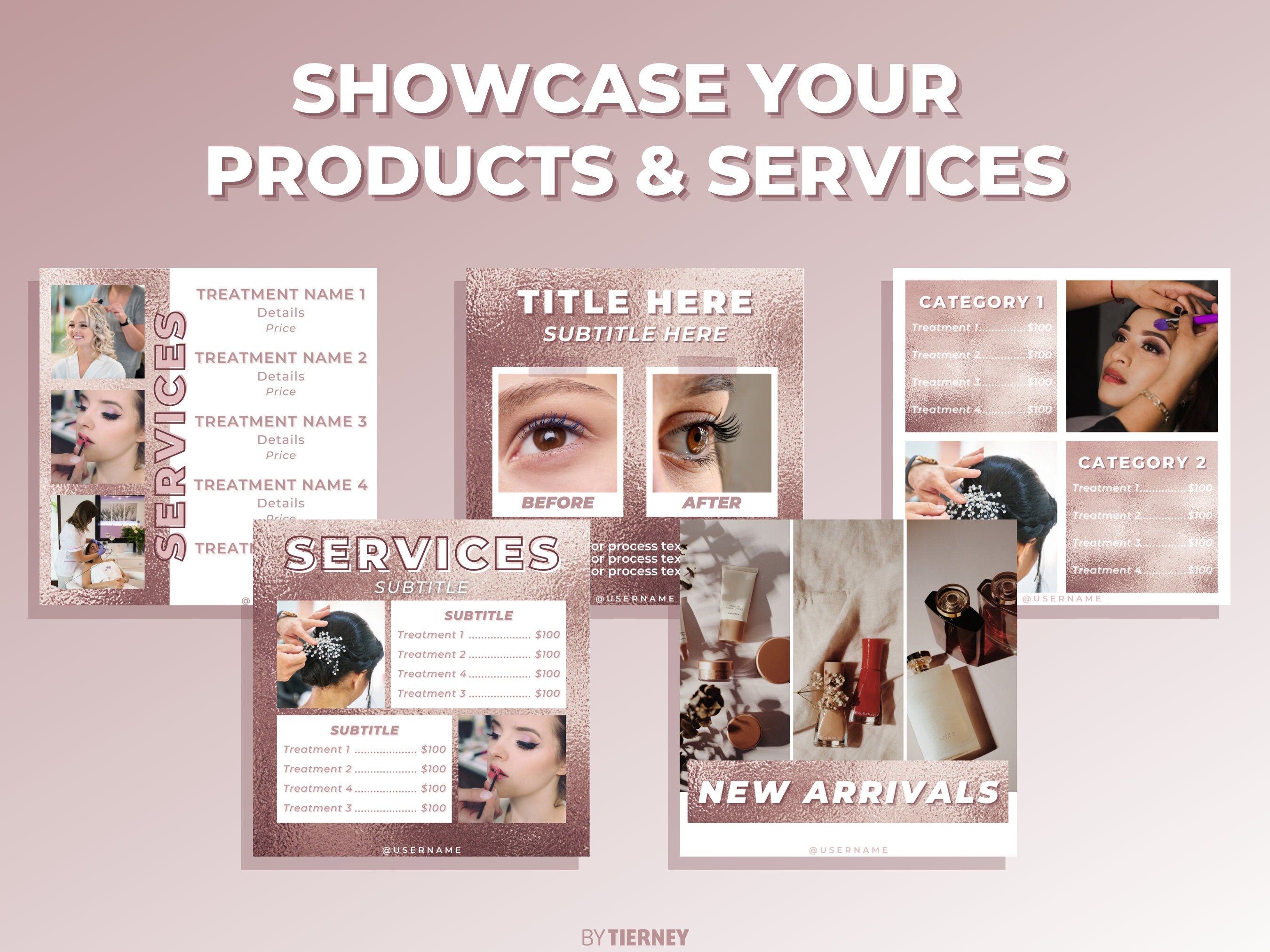 60 Rose Gold Instagram Post Templates for Canva | Marketing Branding ...