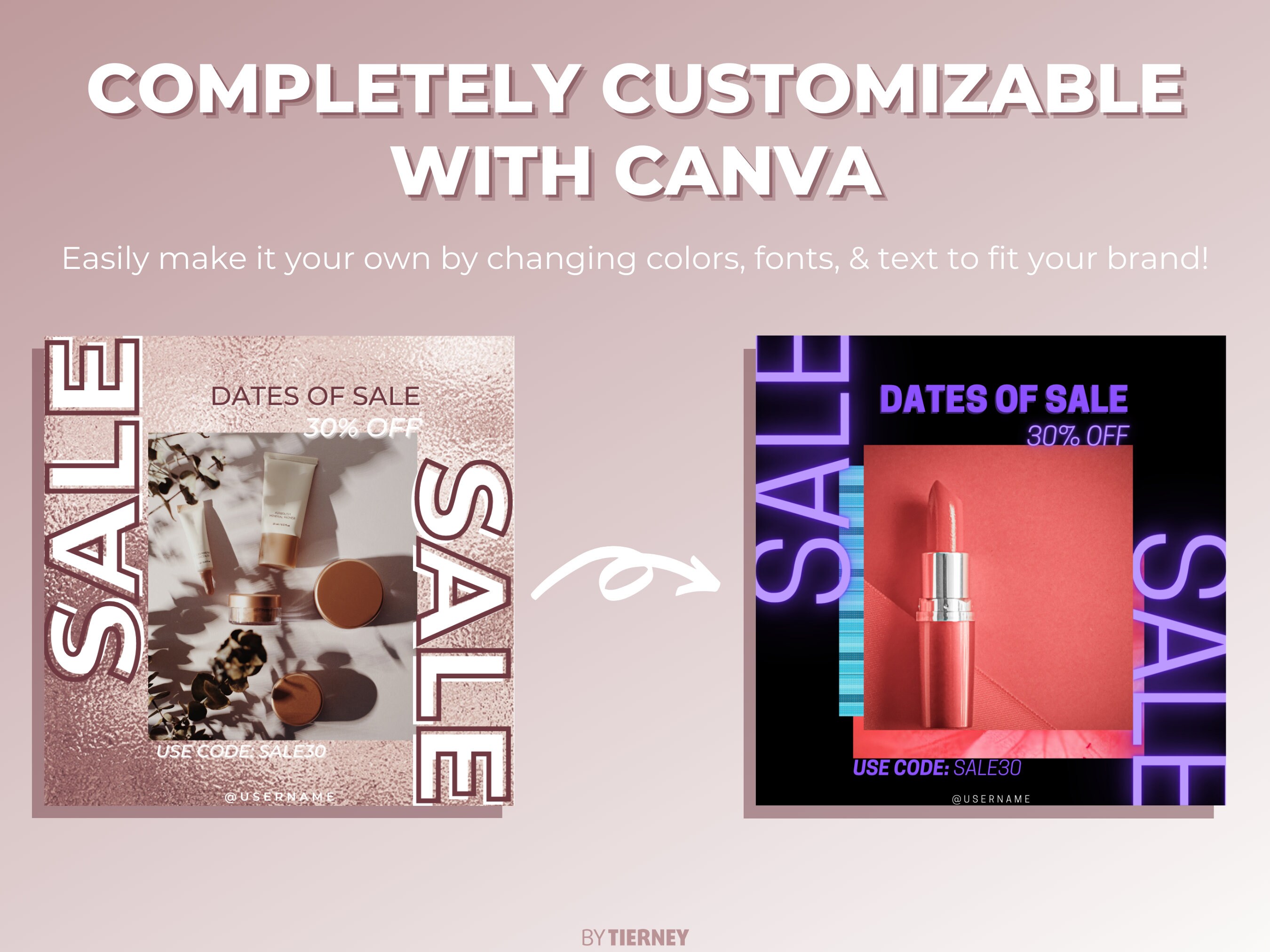 60 Rose Gold Instagram Post Templates for Canva | Marketing Branding ...