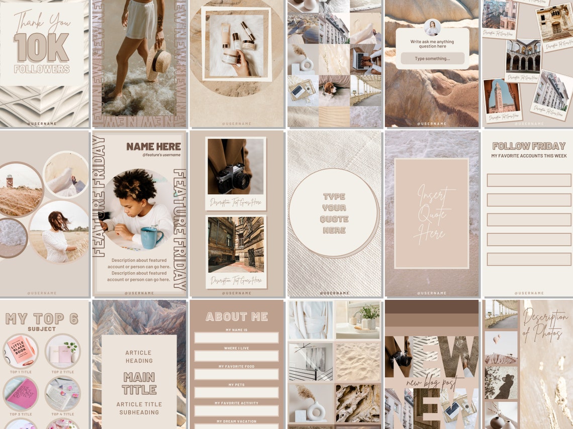 Buy 50 Neutral Instagram Story Templates for Canva IG Template Bundle ...